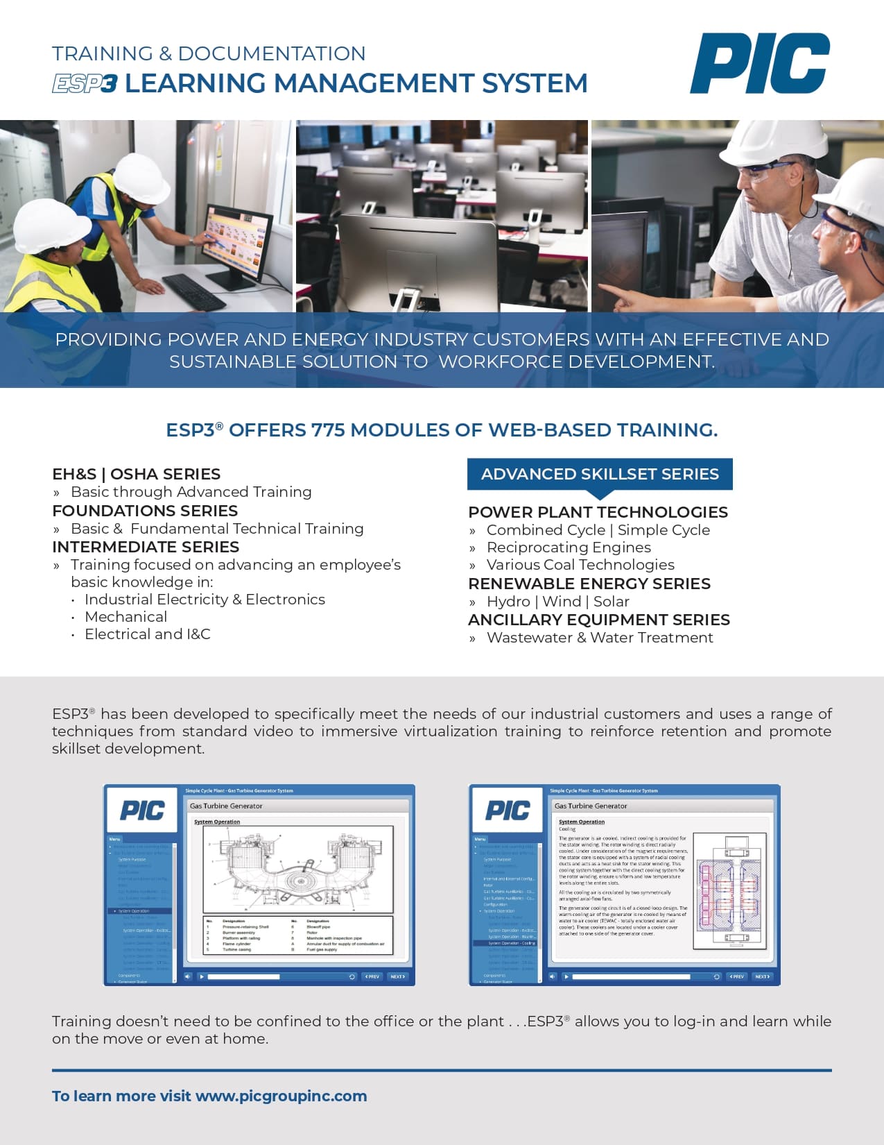 PIC Group Datasheet ESP3 eLearning Platform 2021 ENG page 0001